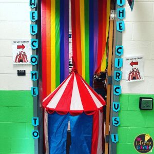circus classroom transformation door decor