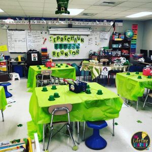 st. patrick's day classroom transformation room set up