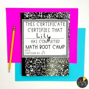 Kindergarten Subitizing Boot Camp Classroom Transformation 1st Grade Addition and Subtraction within 10 Boot Camp Classroom Transformation 2nd Grade Addition and Subtraction Facts within 20 Boot Camp Classroom Transformation 3rd Grade Multiplication Facts Boot Camp Classroom Transformation 4th Grade Factors and Multiples Boot Camp Classroom Transformation 5th Grade Math Review Boot Camp Classroom Transformation certificate