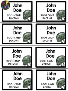boot camp classroom transformation name tags
