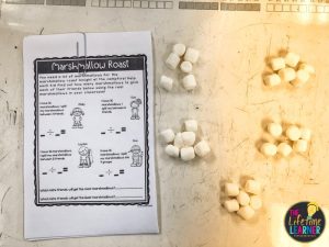 camping classroom transformation marshmallow math