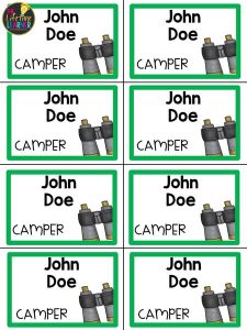 camping classroom transformation name tags