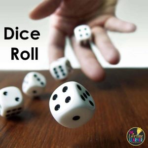 an example of classroom review games with hand throwing dice