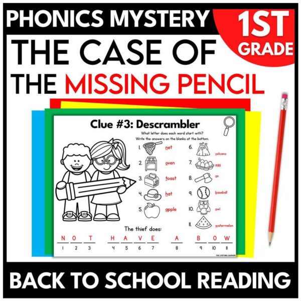 1st Grade Back to School Reading Mystery Phonics Review