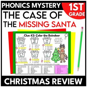 1st Grade Christmas Reading Mystery Phonics Review