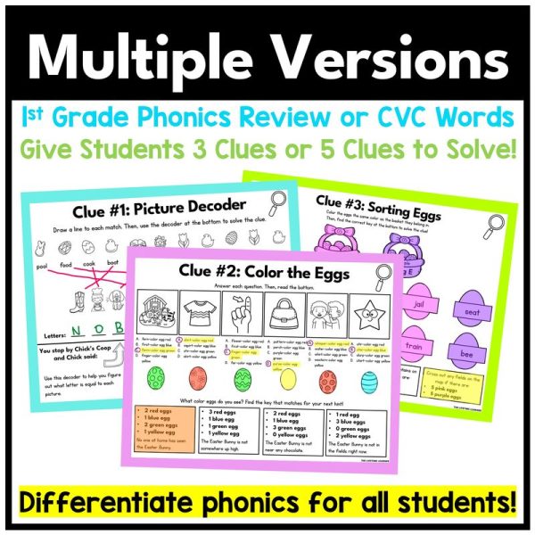 1st Grade Easter Reading Mystery Phonics Review - Image 3