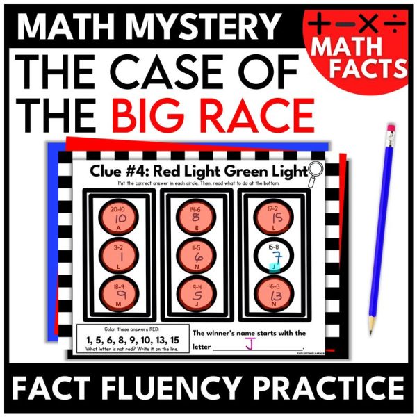 Race Car Math Fact Fluency Math Mystery