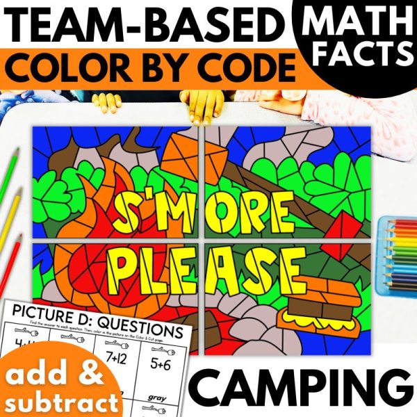 Camping Team Coloring Addition Subtraction Math Fact Fluency