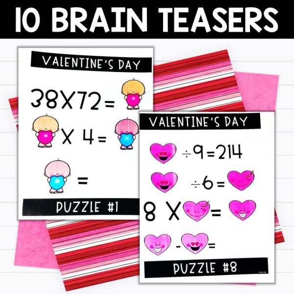 Valentine's Day Brain Teasers Multi-Digit Multiplication and Long Division Logic Puzzles - Image 2