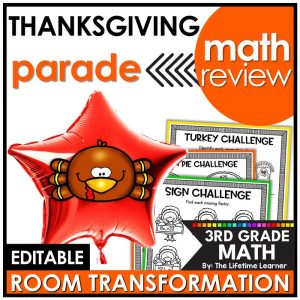 3rd Grade Math Review Thanksgiving Room Transformation