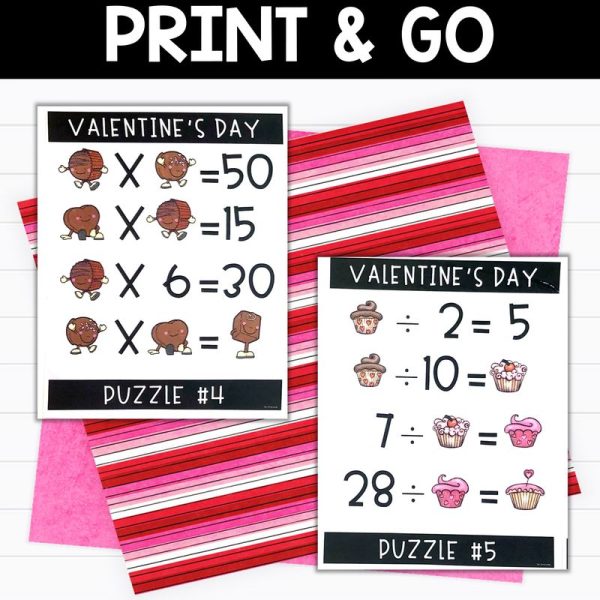 Valentine's Day Brain Teasers Multiplication and Division Facts Logic Puzzles - Image 3