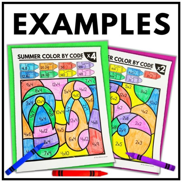 Summer Color by Code Multiplication and Division Facts Worksheets - Image 2