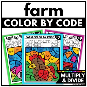 Farm Color by Code Multiplication and Division Facts Worksheets