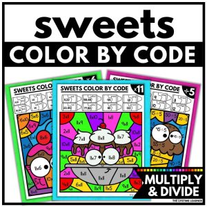 Dessert Color by Code Multiplication and Division Facts Worksheets