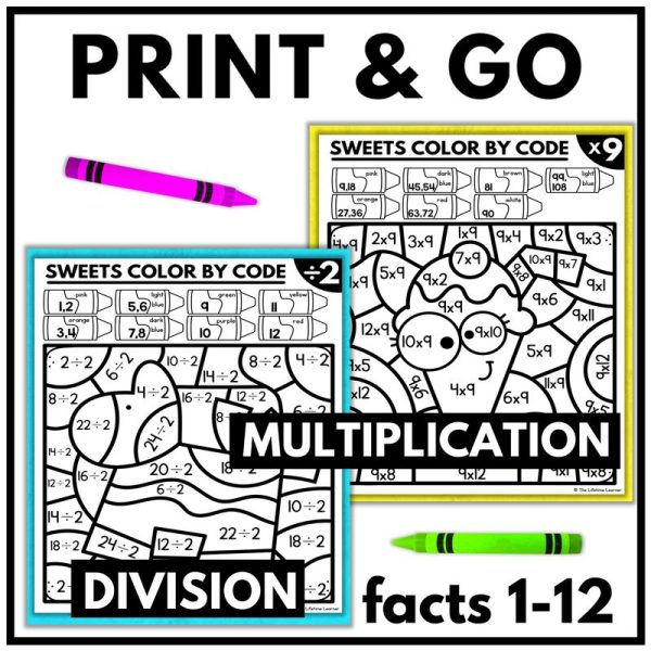 Dessert Color by Code Multiplication and Division Facts Worksheets - Image 2