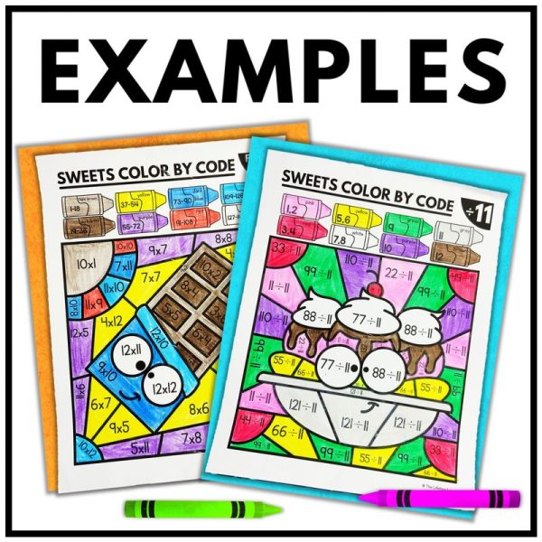 Dessert Color by Code Multiplication and Division Facts Worksheets - Image 4