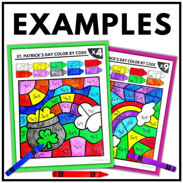 St. Patrick's Day Color by Code Multiplication and Division Facts Worksheets - Image 3