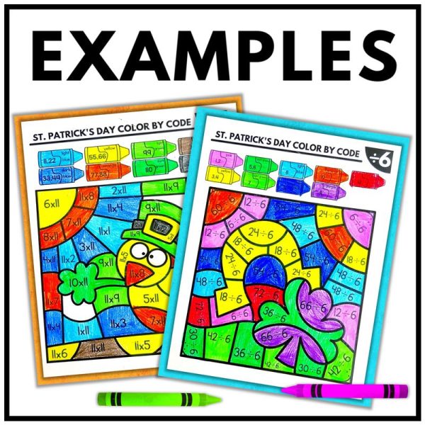 St. Patrick's Day Color by Code Multiplication and Division Facts Worksheets - Image 4