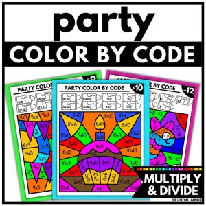 Party Color by Code Multiplication and Division Facts Worksheets