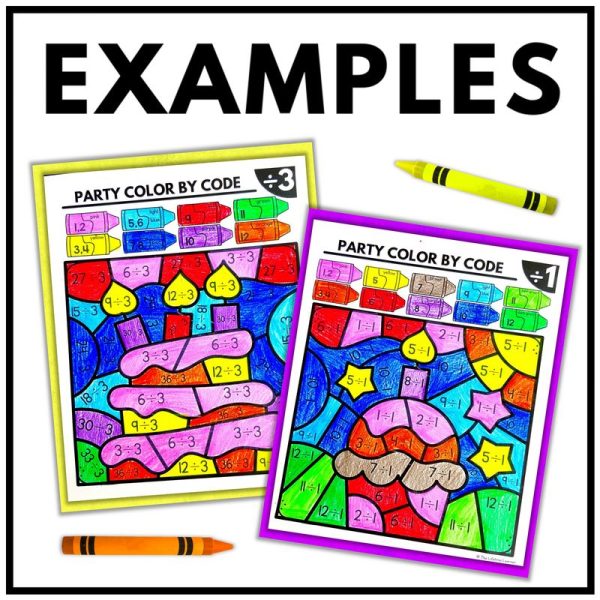 Party Color by Code Multiplication and Division Facts Worksheets - Image 4