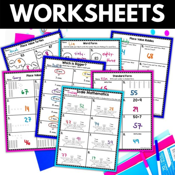 1st Grade Place Value to 100 Worksheets - Image 2