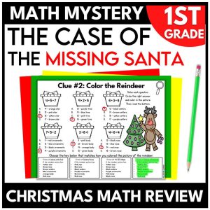1st Grade Christmas Math Mystery Math Review