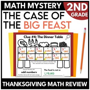 2nd Grade Thanksgiving Math Mystery Math Review