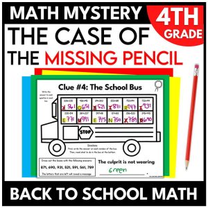 4th Grade Back to School Math Mystery Math Review