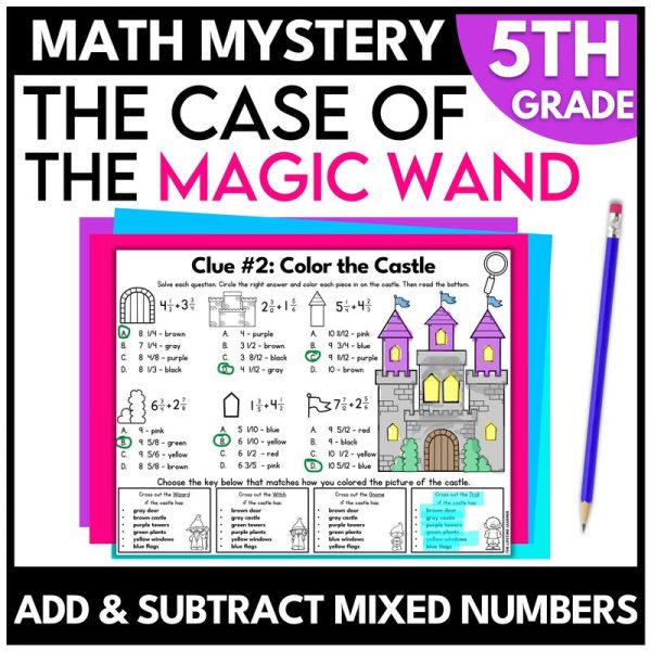 5th Grade Magic Math Mystery Add & Subtract Mixed Numbers