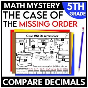 5th Grade Restaurant Math Mystery Comparing Decimals
