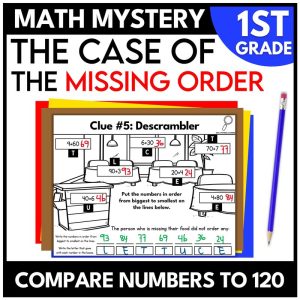 1st Grade Restaurant Math Mystery Comparing Two Digit Numbers