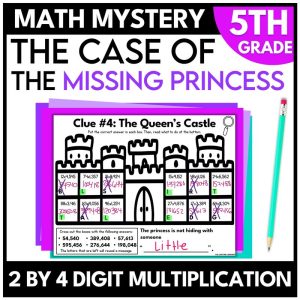 5th Grade Fairy Tale Math Mystery 2 by 4 Digit Multiplication