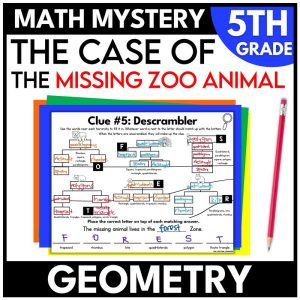 5th Grade Zoo Math Mystery Geometry