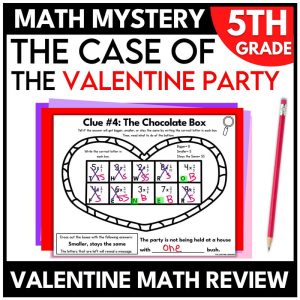 5th Grade Valentine's Day Math Mystery Math Review