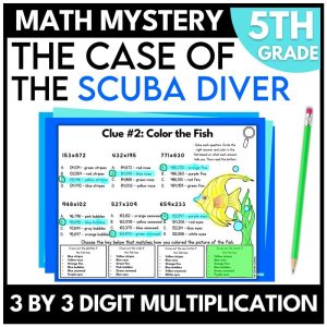 5th Grade Under the Sea Math Mystery 3 by 3 Digit Multiplication