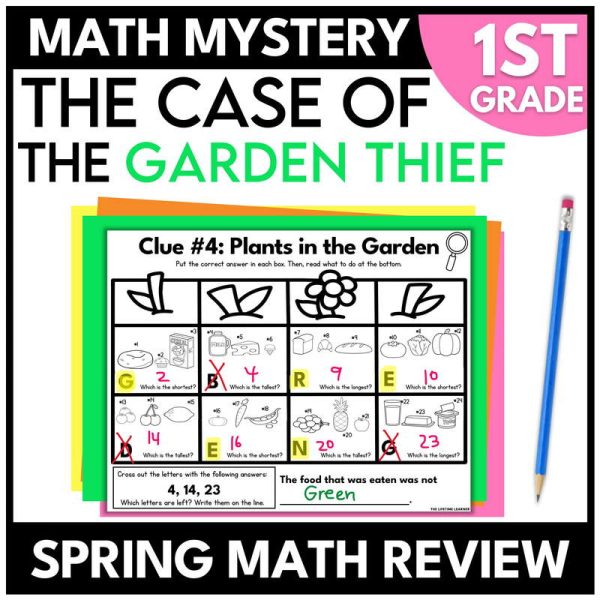 1st Grade Spring Math Mystery Math Review