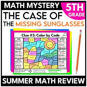5th Grade Summer Math Mystery End of Year Review