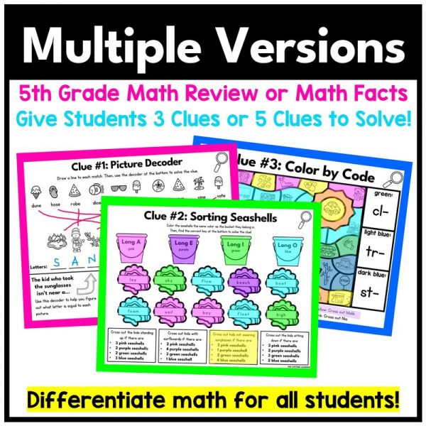 5th Grade Summer Math Mystery End of Year Review - Image 3