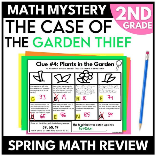 2nd Grade Spring Math Mystery Math Review