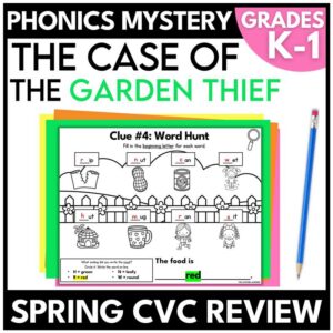 CVC Words Spring Phonics Mystery