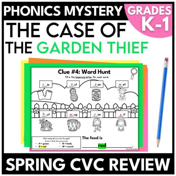 CVC Words Spring Phonics Mystery