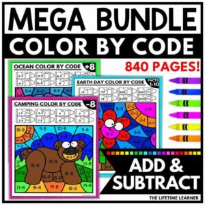 Addition and Subtraction Math Coloring Pages Bundle