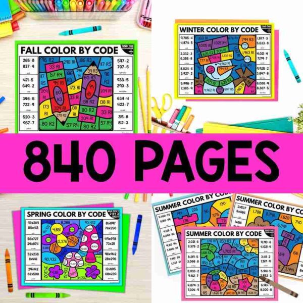 Multi-Digit Multiplication and Long Division Math Coloring Pages Bundle - Image 3